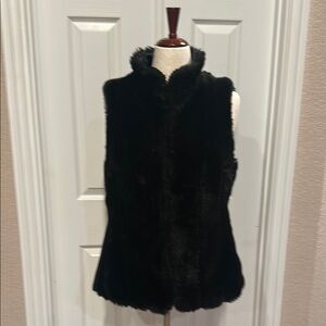 WHBM Black Faux Fur Channelled Vest L